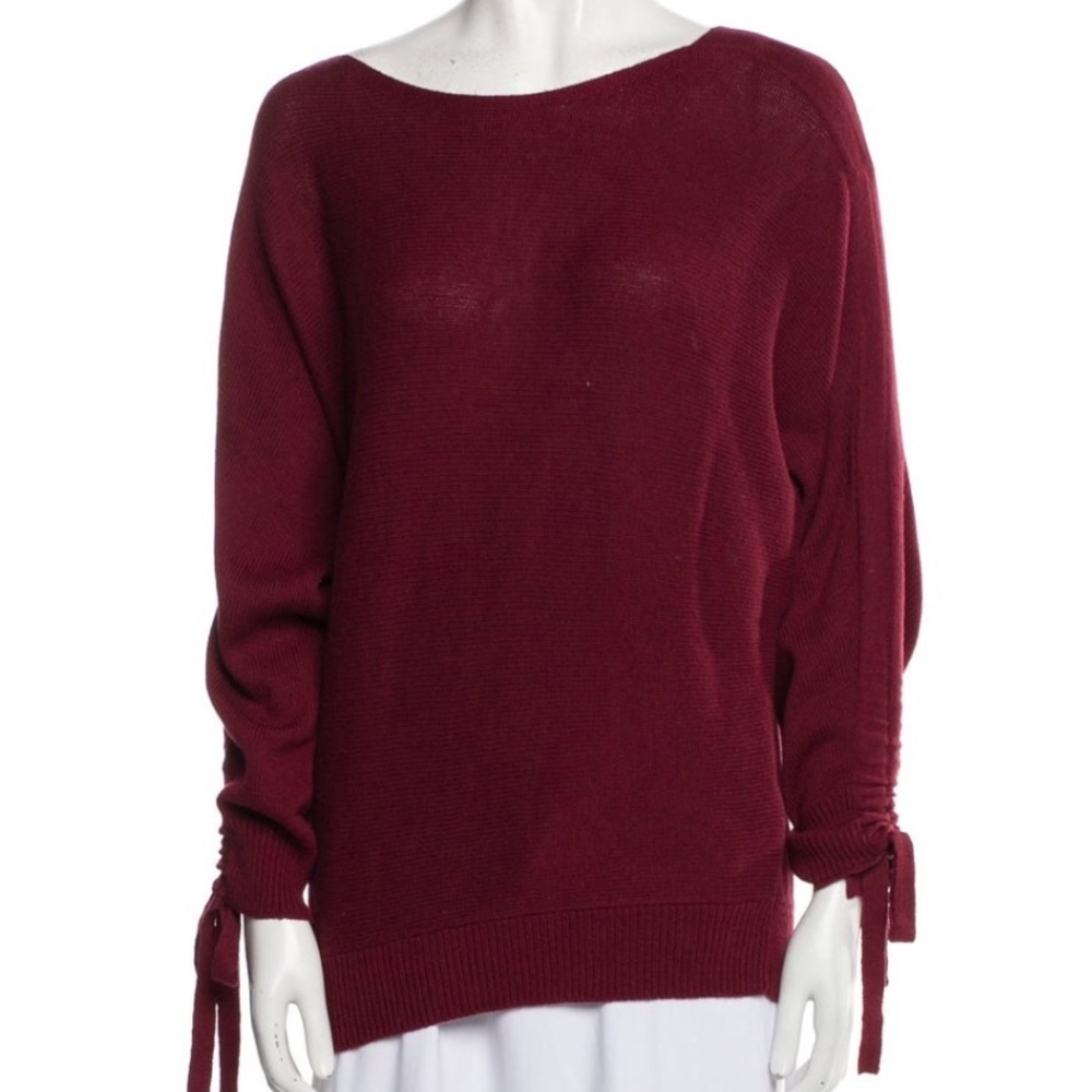 Joie- Red Off-the-Shoulder Sweater with Side Tie Accents